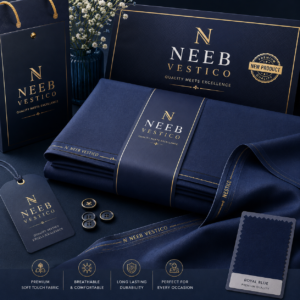 NEEB VESTICO Royal Blue Collection – Premium Unstitched Suit Fabric