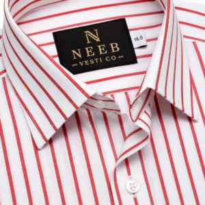 NEEB VESTI CO White & Red Striped Formal Shirt – Premium Business Collection