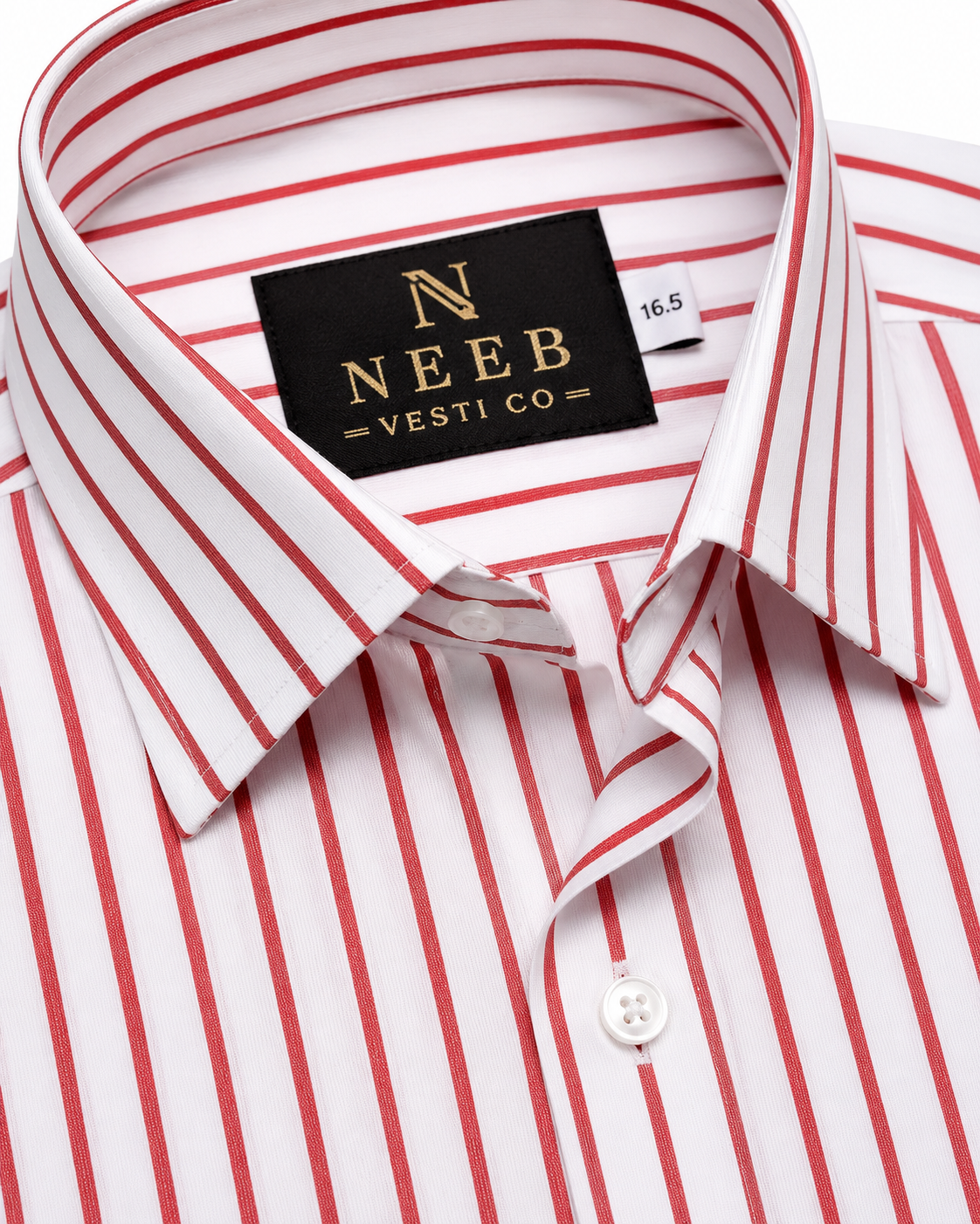 NEEB VESTI CO White & Red Striped Formal Shirt – Premium Business Collection