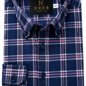 NEEB VESTI CO Navy Blue Checkered Premium Shirt – Classic Fit