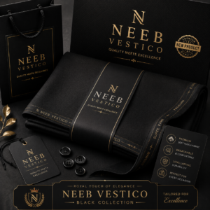 NEEB VESTICO Black Collection – Premium Unstitched Suit Fabric