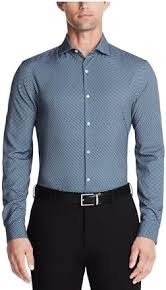 Men's Navy Blue Printed Formal Shirt