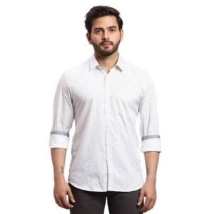 Men's White Printed Formal Shirt