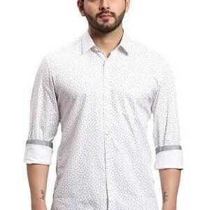 Men's White Printed Casual Shirt