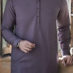 Charcoal Lavender Shirt-Collar Men’s Kurta