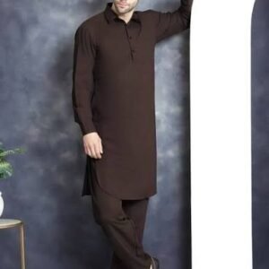 Deep Espresso Shirt-Collar Men’s Kurta Suit